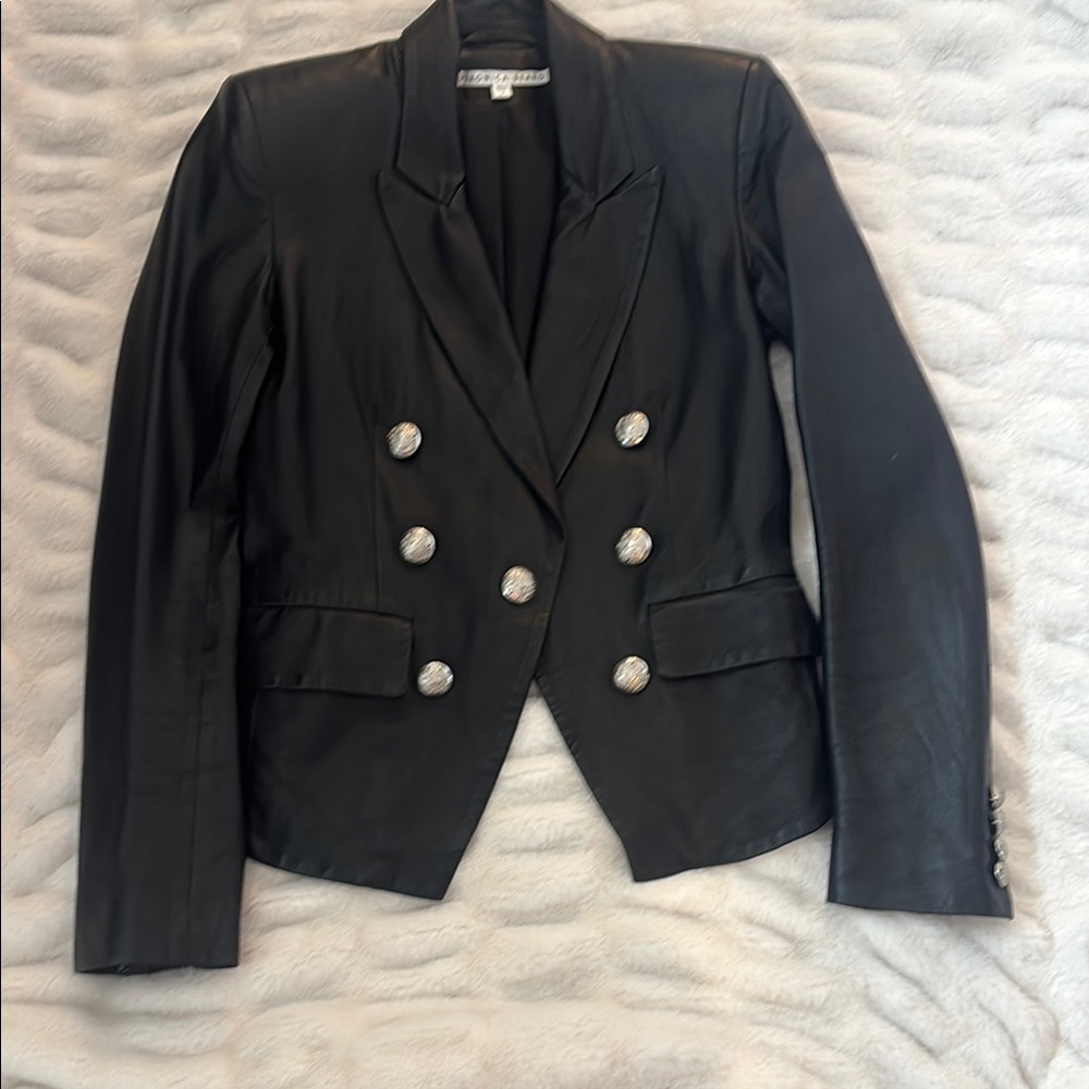 Veronica Beard leather dicky blazer